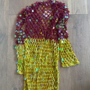 Crochet Sequin Coverup Dress